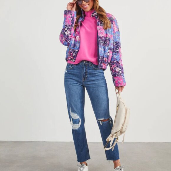 NWOT Floral Quilted Puffer Jacket - Picture 2 of 10